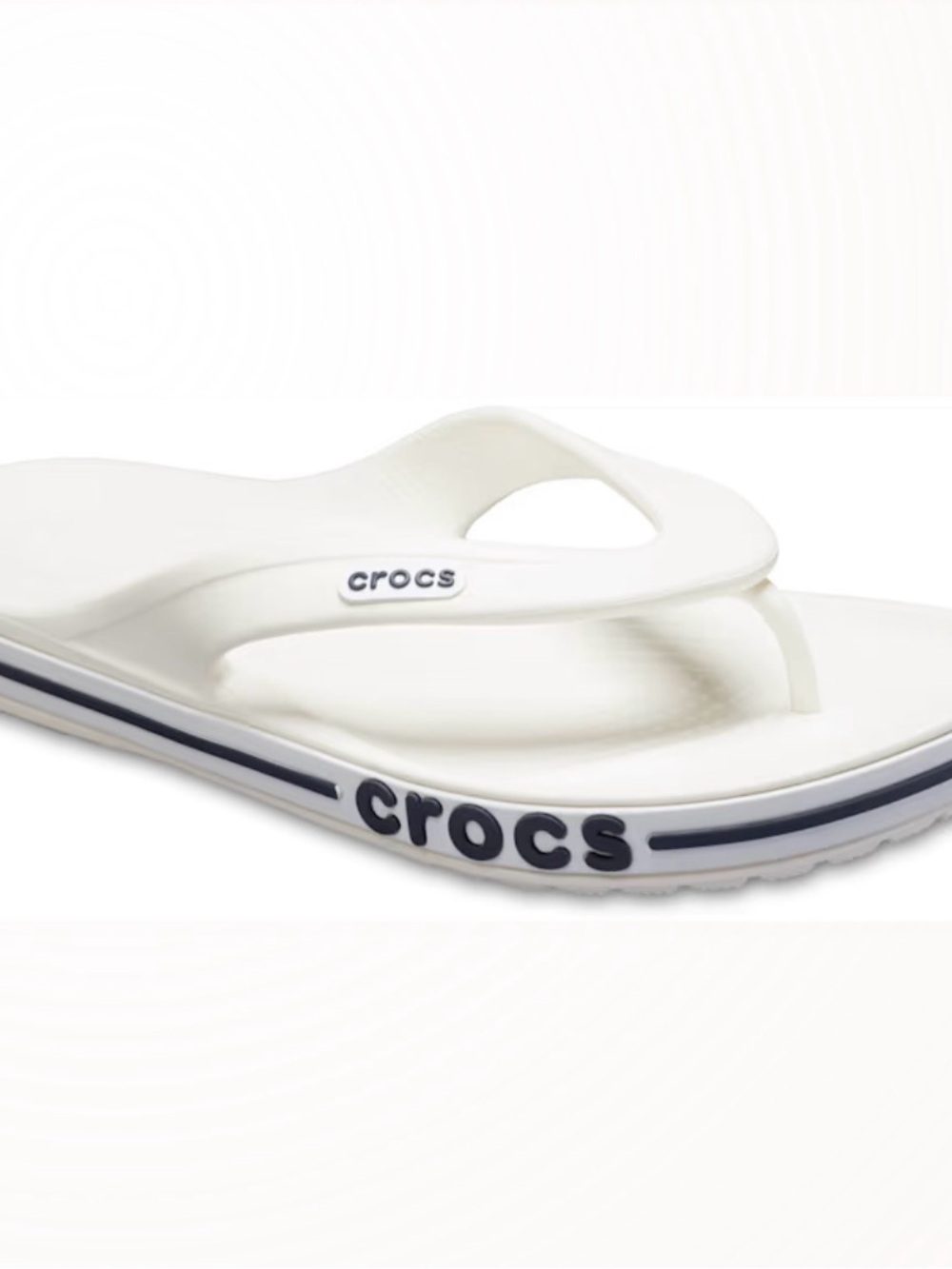 CROCS Women’s White Thong Sandals with Dark Trim